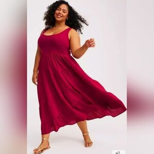 Torrid Rich Red Sleeveless Midi Dress